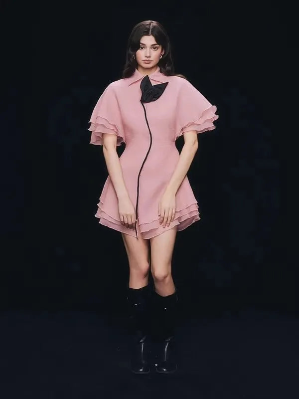 Butterfly Bloom Contrast A-Line Dress