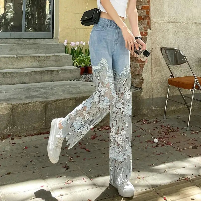 Retro Lace Patchwork Jeans