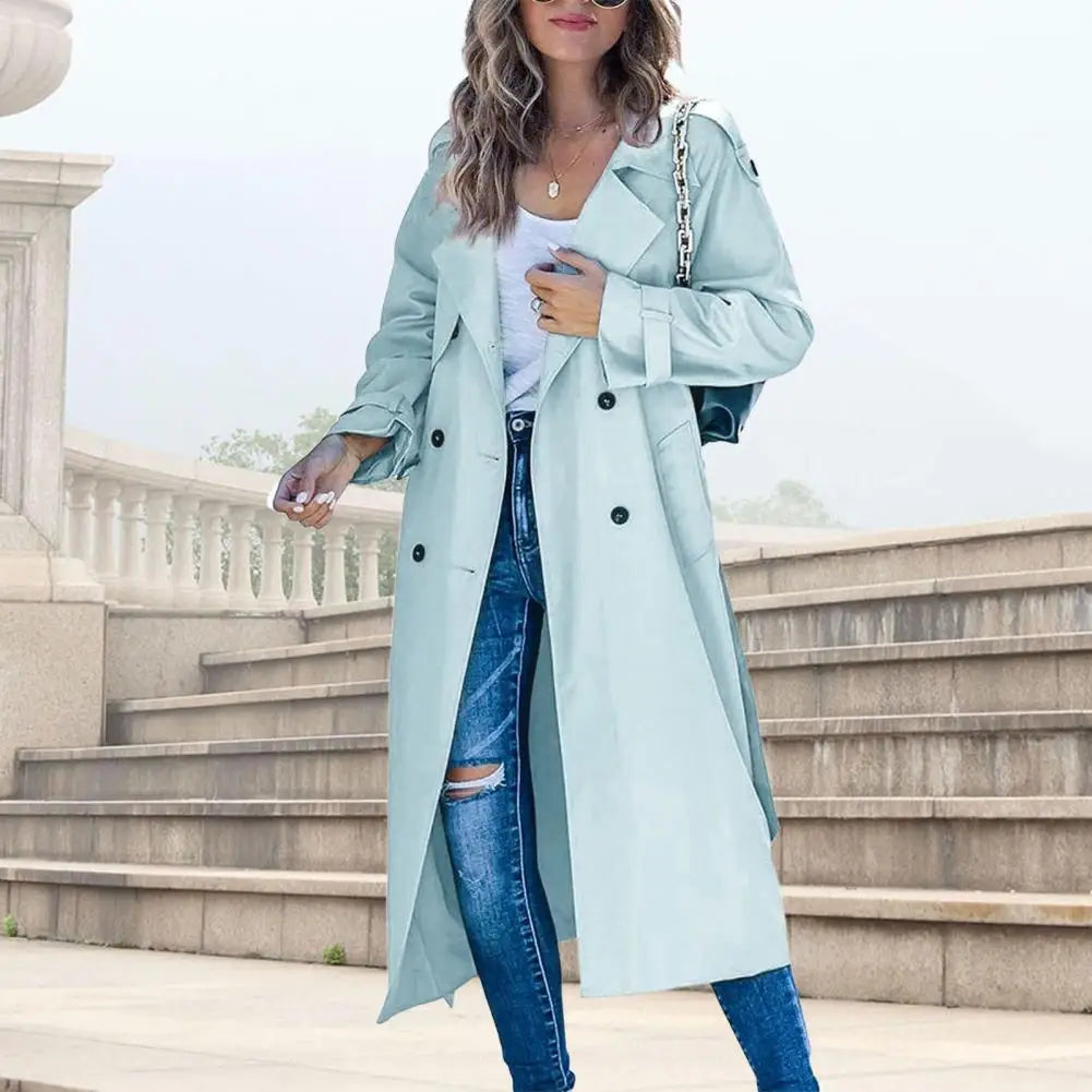 Modern Long Lapel Trench Coat