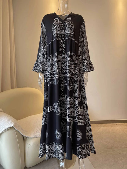 Boho Spirit Ethnic Print Maxi Dress