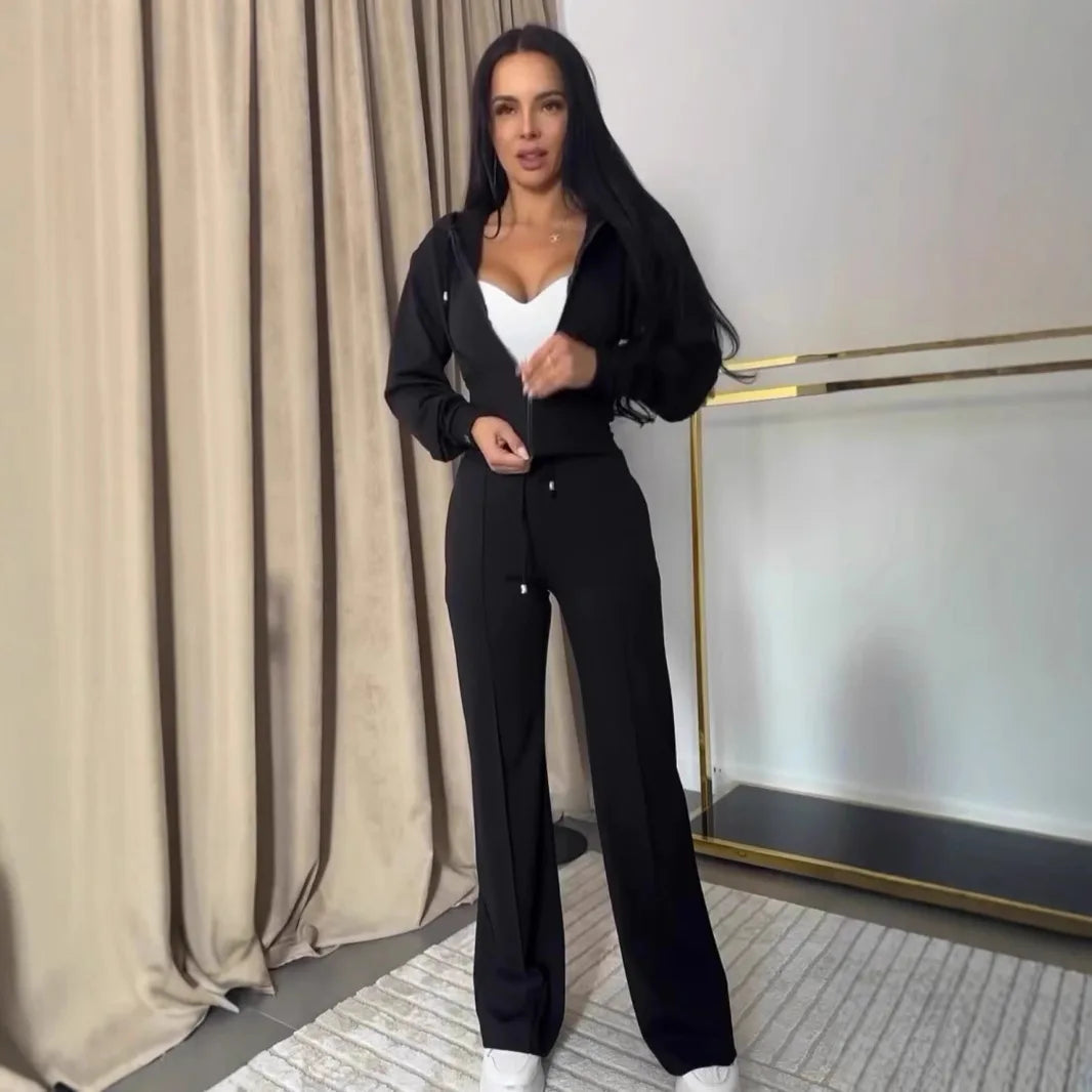 Hooded Zipper Sweatsuit Set