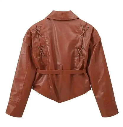 Lace-Up Faux Leather Jacket