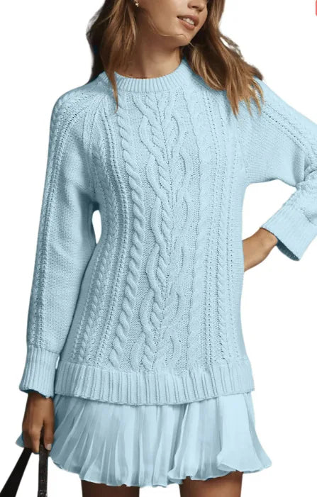 Cozy Knit Pleated Sweater Skirt Set