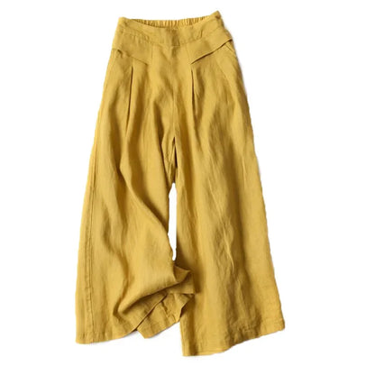 Art Ease Cotton Linen Wide Leg Pants