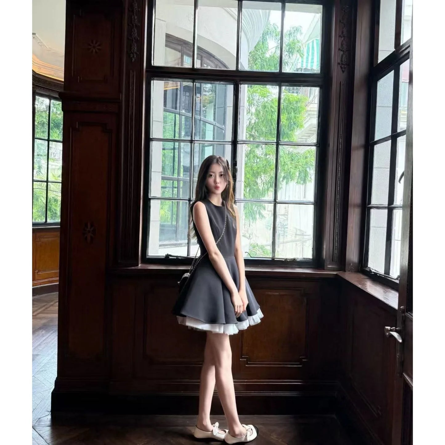 French Hepburn Vest Dress — Slim A-Line Mini Style