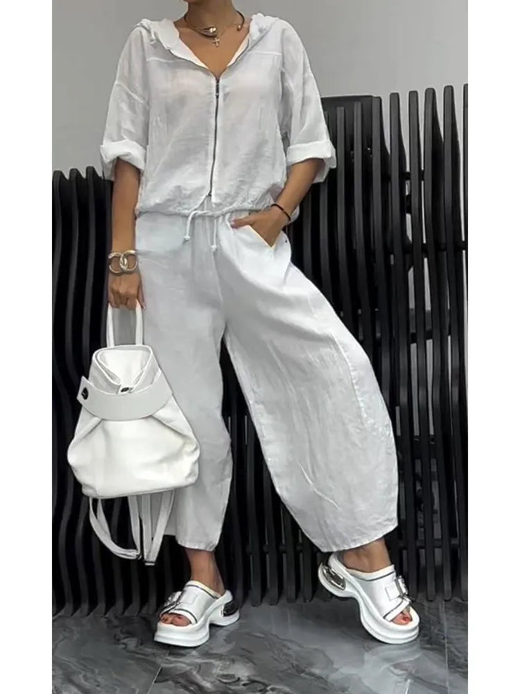 Casual Cotton Linen Two-Piece Set