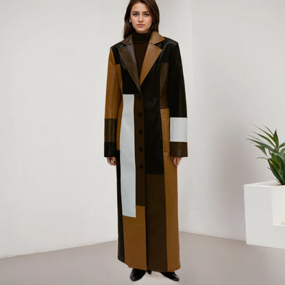 Vintage Style V Neck Long Jacket