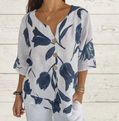 Meadow Breeze Cotton Linen Blouse