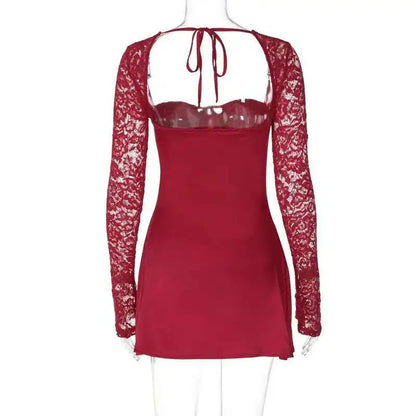 Lace Glam Patchwork A-Line Mini Dres