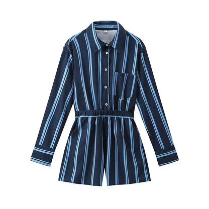 ChicStripe Vintage Long Sleeve Romper