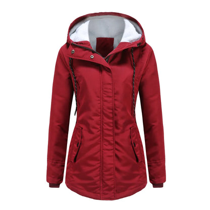 Women’s Thickened Lamb Velvet Parka – Hooded Winter Coat