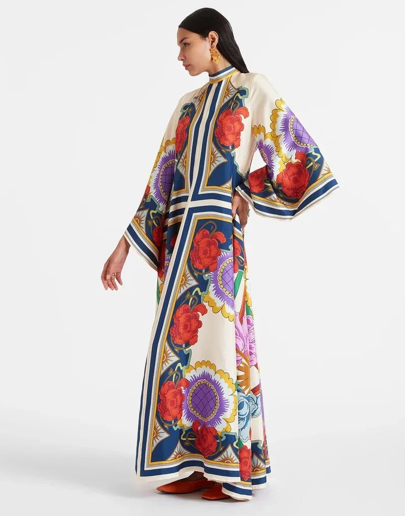 Vintage Muse Printed Maxi Dress