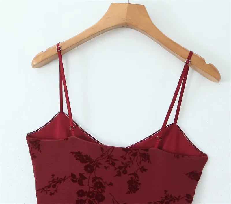 Vintage Floral Burgundy Mini Dress