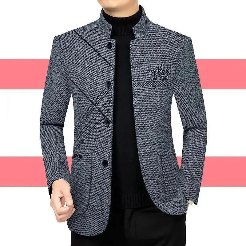 Men’s Woolen Overcoat – Casual Thickened Winter Jacket