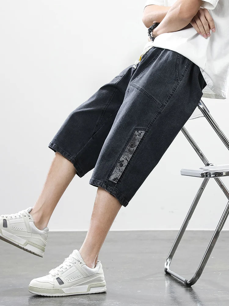 Men’s Washed Denim Capri Shorts