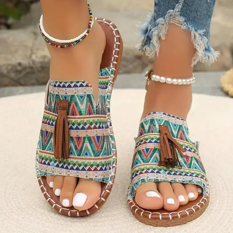 Boho Ease Retro Flat Slippers