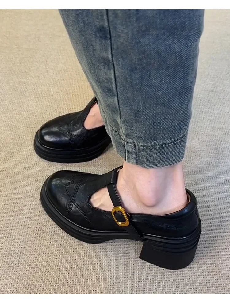 British Style Chunky Heel Mary Janes