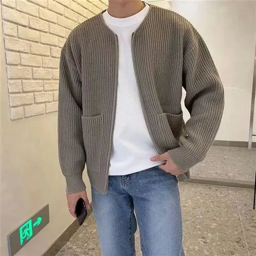 Men's Stand Collar Slim Fit Knit Jacket