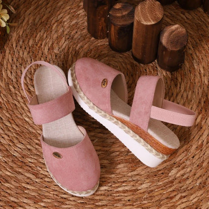 Handmade Linen Wedge Sandals
