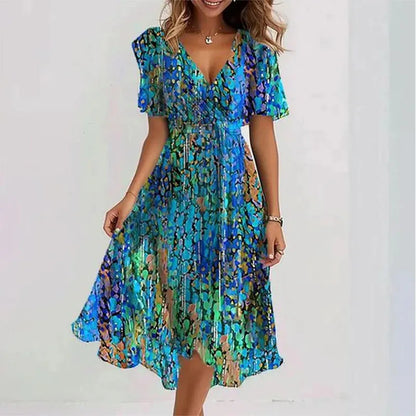 Fashionable Printed Knee Length Dress For Women
