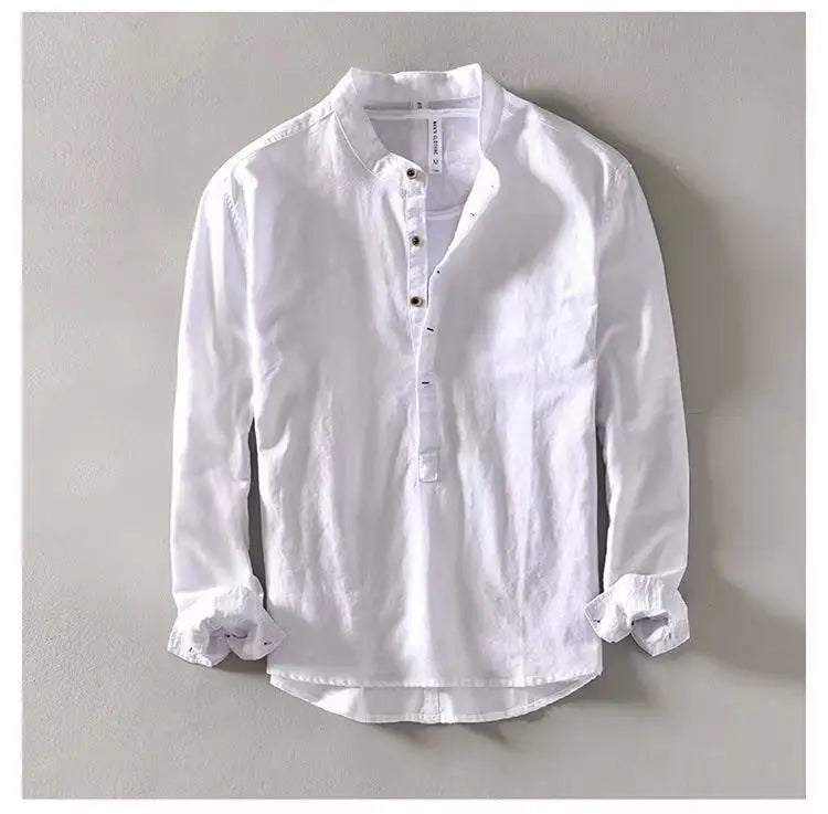 Linen Stand Collar Shirt
