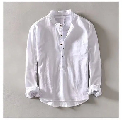 Linen Stand Collar Shirt