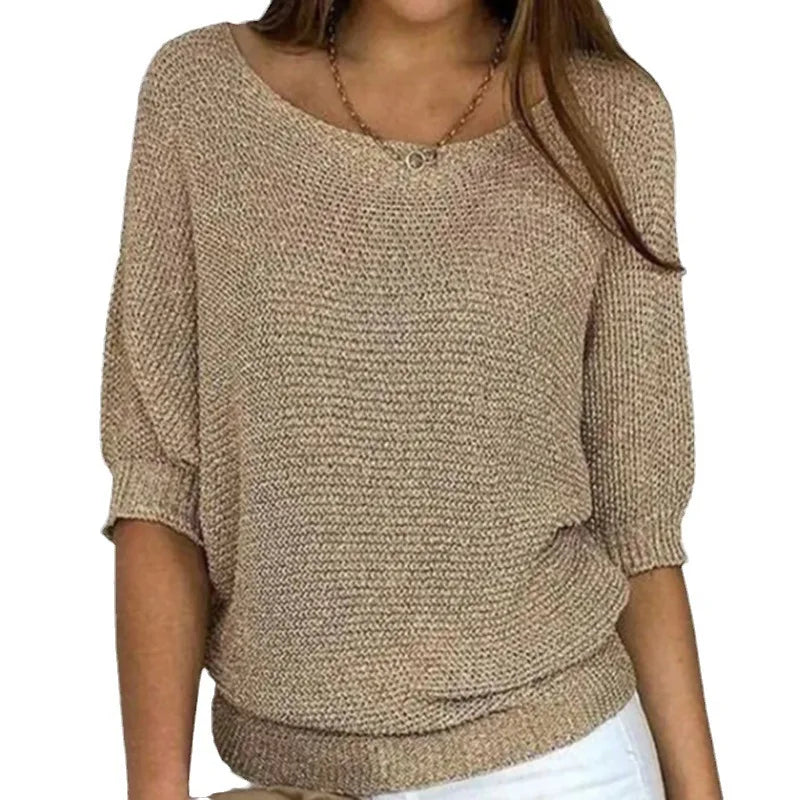 Elegant Spliced Knit Sweater for Women