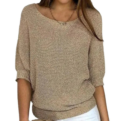 Elegant Spliced Knit Sweater for Women