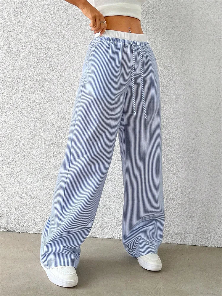 Striped Wide Leg Woven Pants