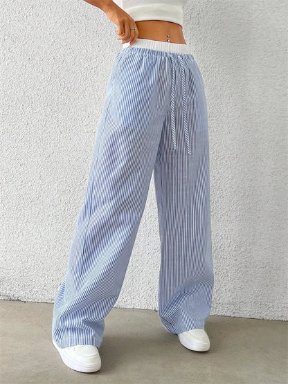 Striped Wide Leg Woven Pants