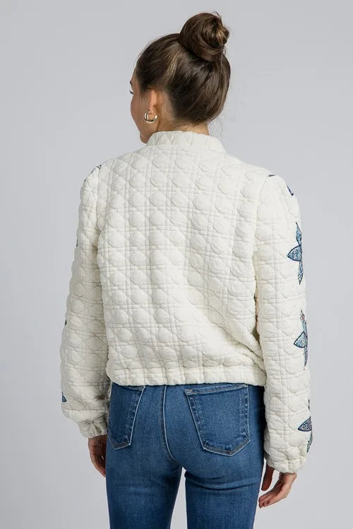 BloomNest Quilted Bomber Jacket