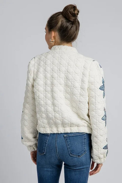 BloomNest Quilted Bomber Jacket