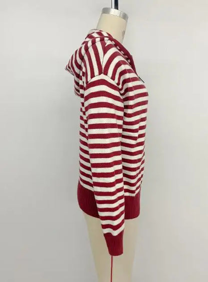 Retro Striped Zip-Up Hoodie