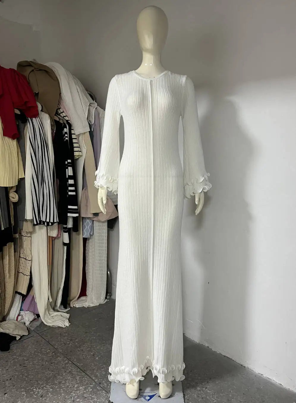 Elegant Knit Ruffle Dress
