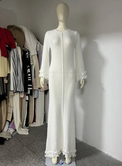 Elegant Knit Ruffle Dress