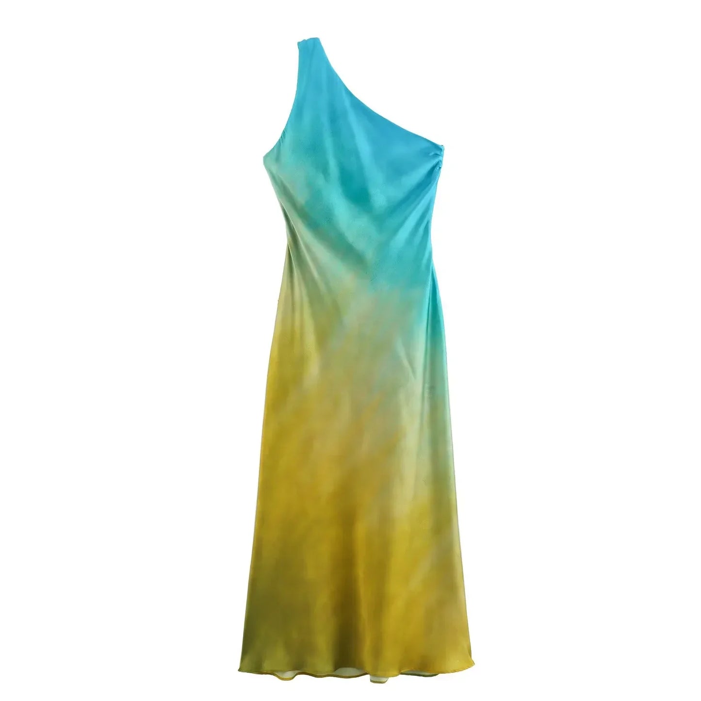 Twilight Glaze Asymmetric Satin Dress