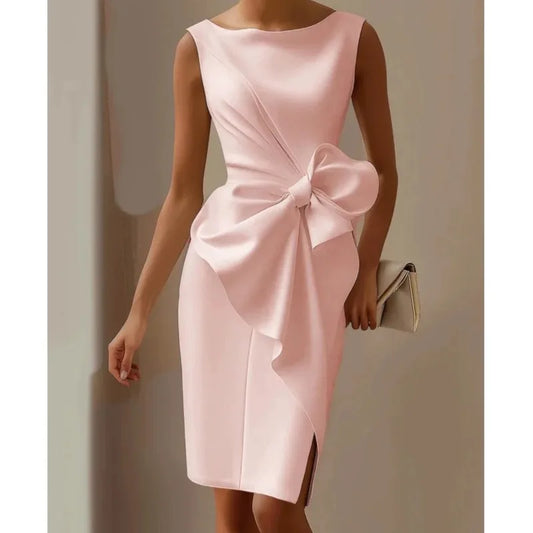 Elegant Hollow Waist Midi Dress
