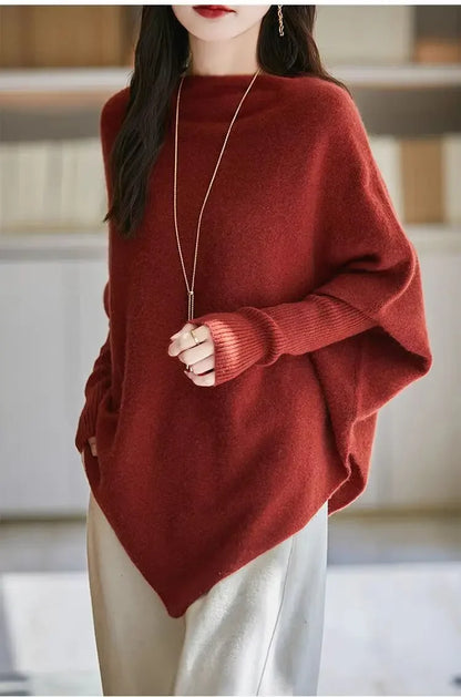 Batwing Sleeve Irregular Knit Sweater