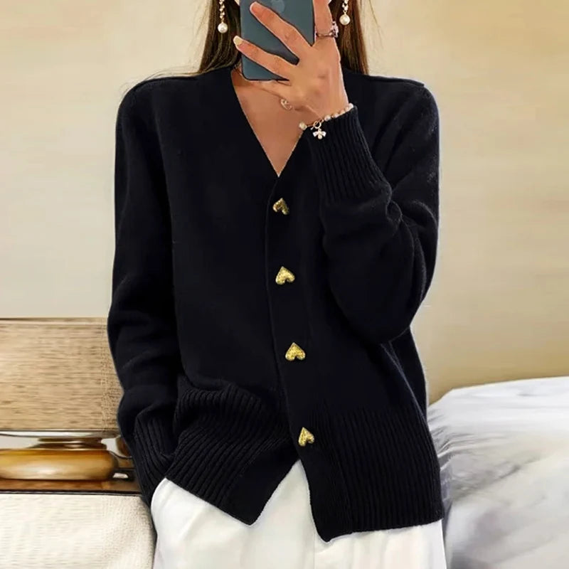 Women’s V-Neck Button Sweater