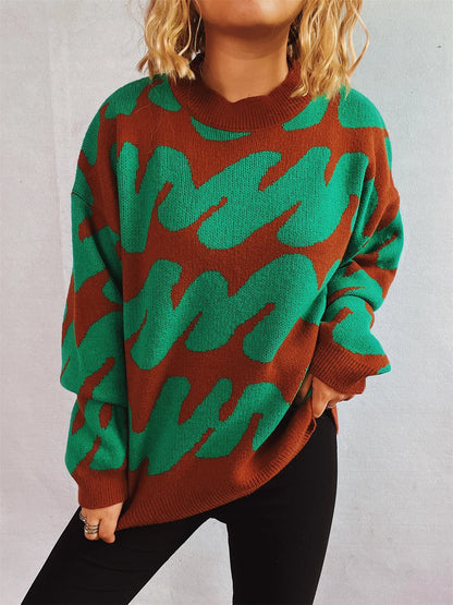 Stripe Craft Patchwork Knit Pullover