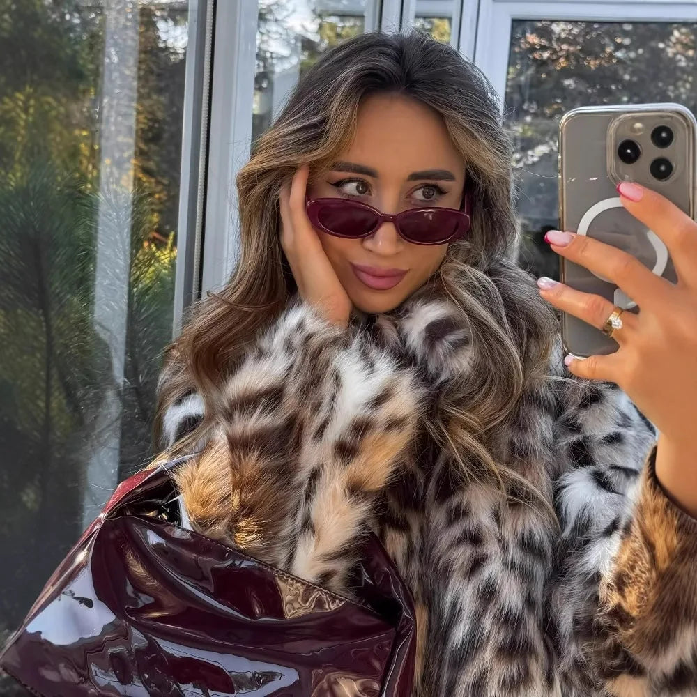Lapel Luxe Leopard Faux Fur Coat