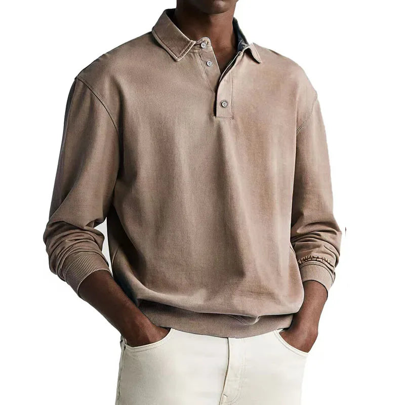Men’s Long Sleeve Business Casual Cotton Polo