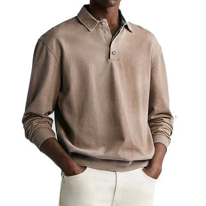 Men’s Long Sleeve Business Casual Cotton Polo