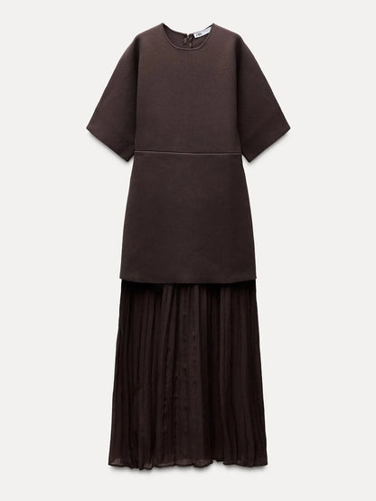 Elegant Pleated Tulle Patchwork Dress