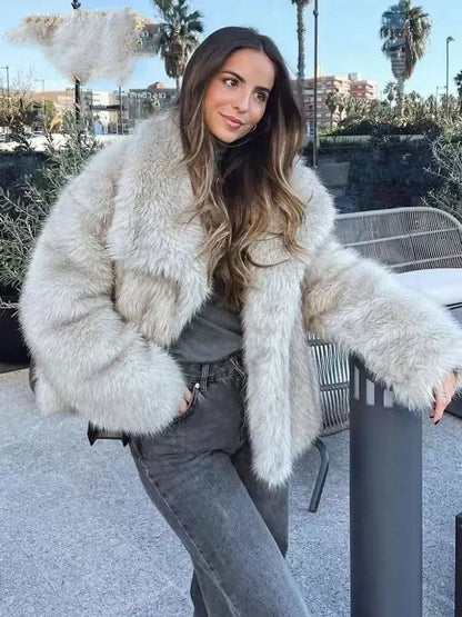 Fur Belle Turn-Down Collar Jacket