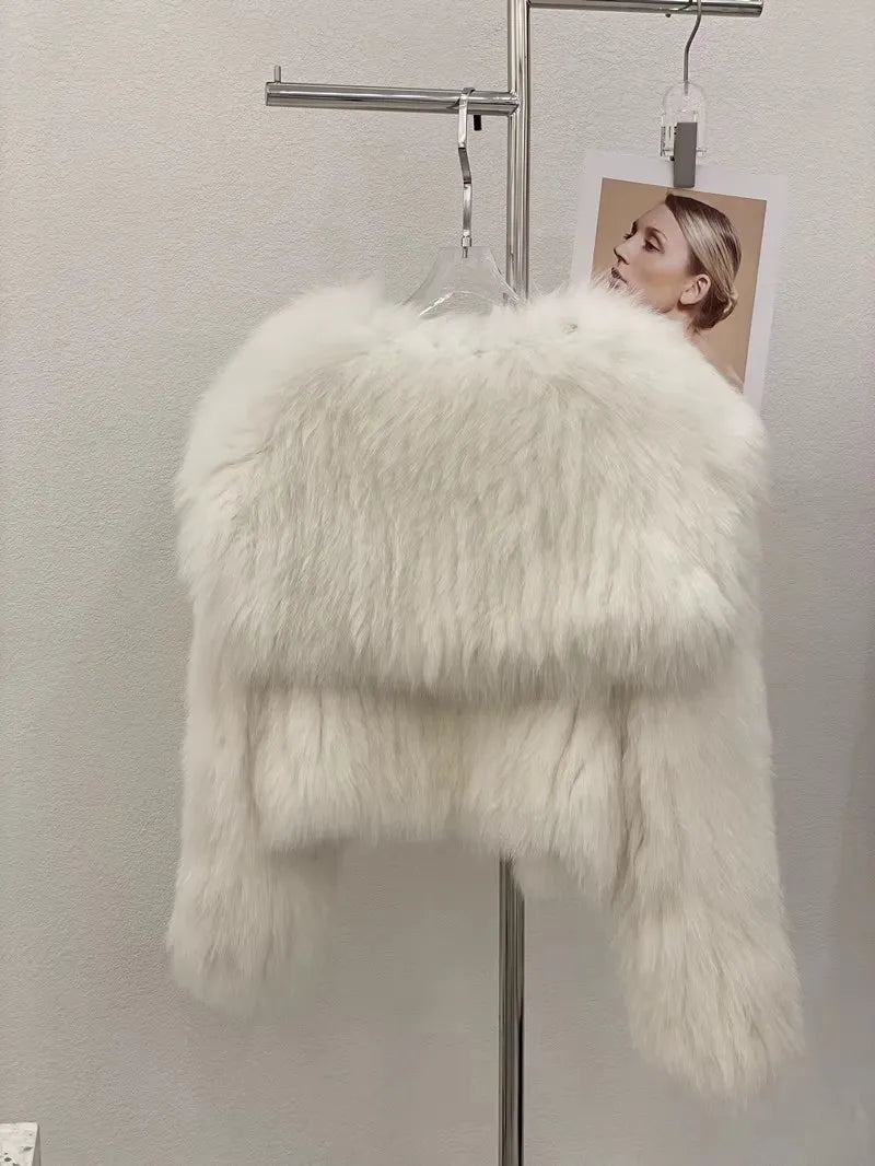Navy Collar Faux Fur Jacket