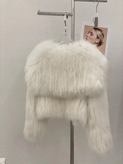 Navy Collar Faux Fur Jacket