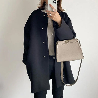 Retro Ease Button-Up Cardigan Coat