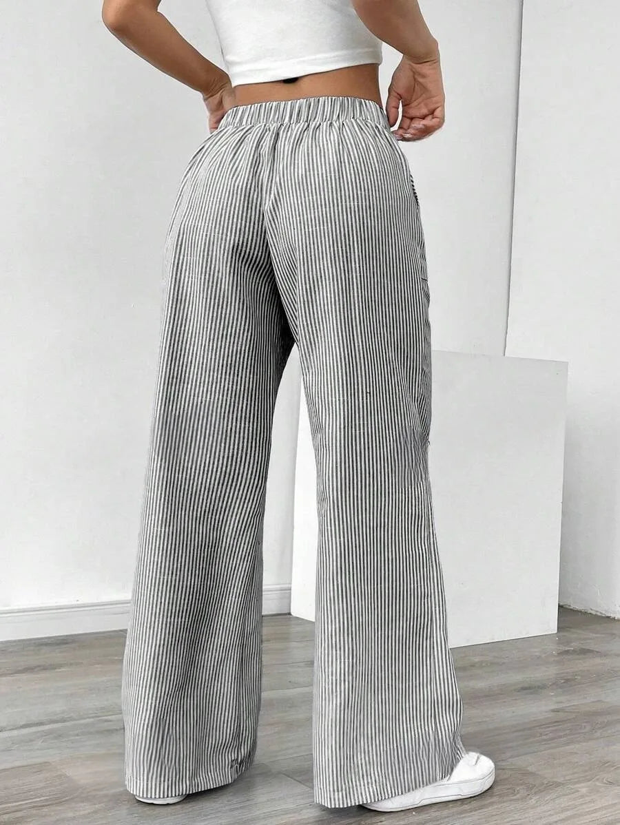 Striped Wide Leg High Waist Pants