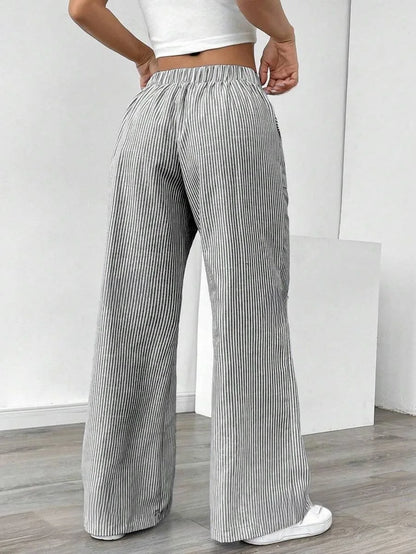 Striped Wide Leg High Waist Pants
